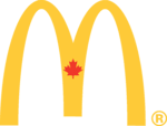 Golden arches with red maple leaf in the centre