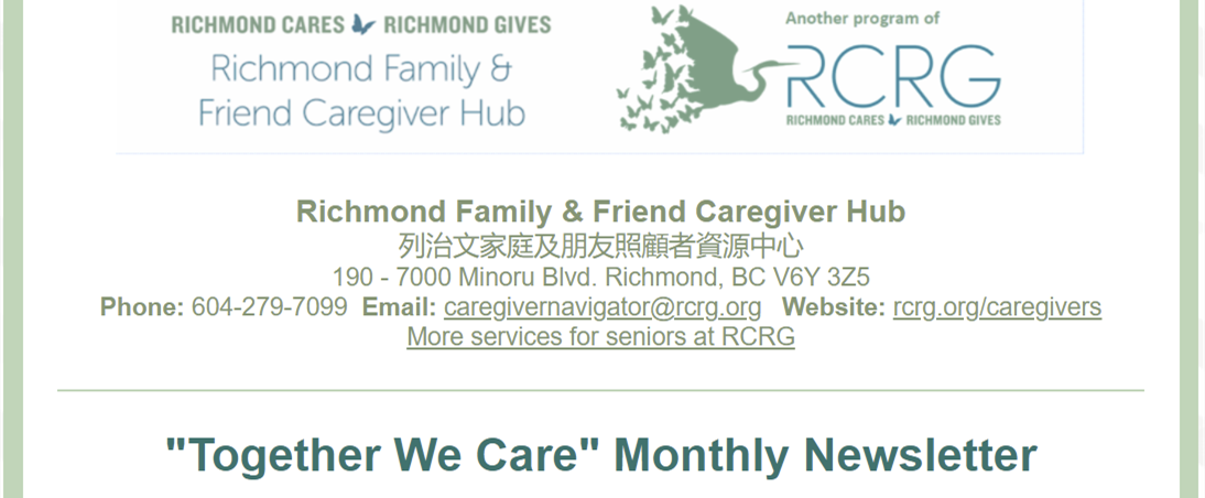 Caregiver Hub Monthly Newsletter