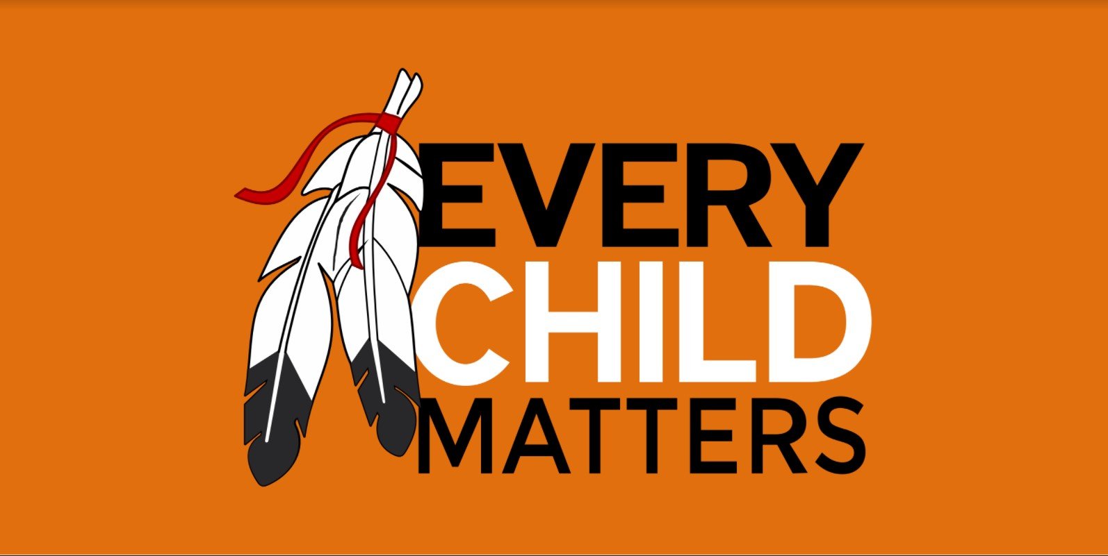 Every Child Matters Written Next to a Pair of Tail Feathers