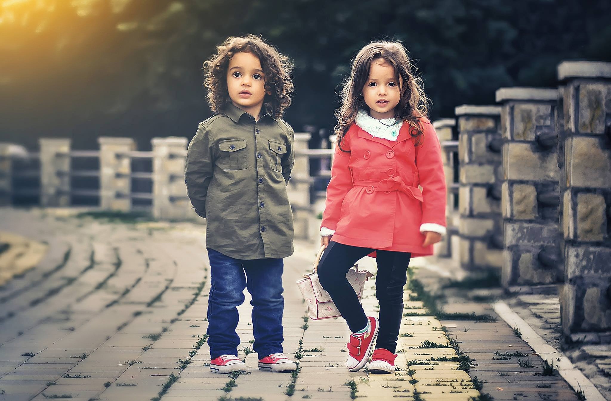 Two Children Standing on Path